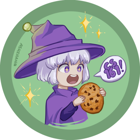 161 Evanbot Sticker - Evanbot holding a cookie and saying 161